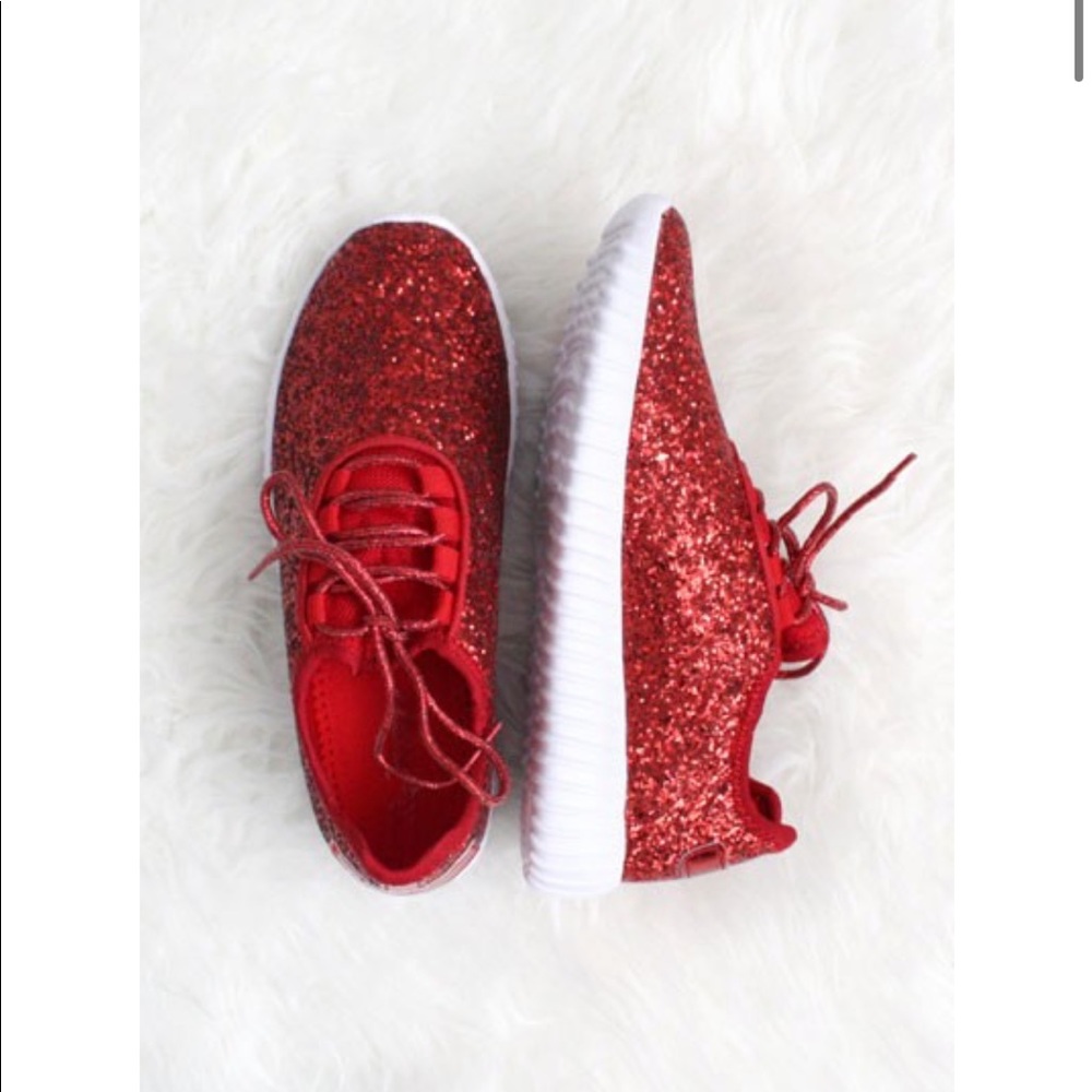 Red glitter sneakers